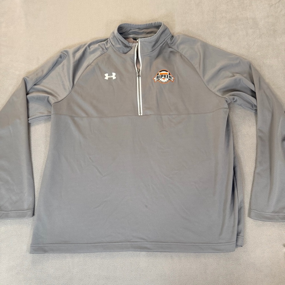 Under Armour Ripken Baseball Logo Men's Gray Pullover Quarter Zip- 2XL